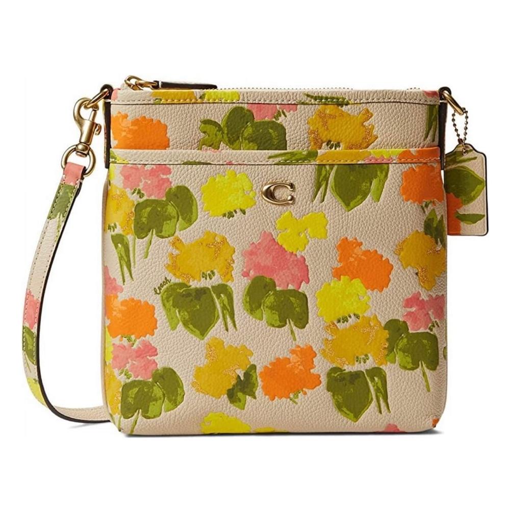 New Coach Kitt Crossbody Pebble Leather Floral Print